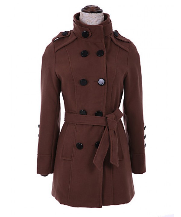 New WomenWoolen Coat Winter Slim Double Breasted Overcoat Winter Coats Long Outerwear for Women