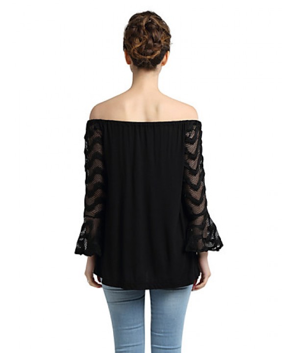 Women's Sexy Cut Out Black Lace T-shirt