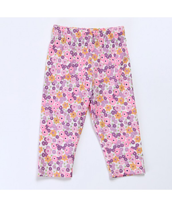 Girl's Green / Red Pants , Floral Cotton Spring / Fall  