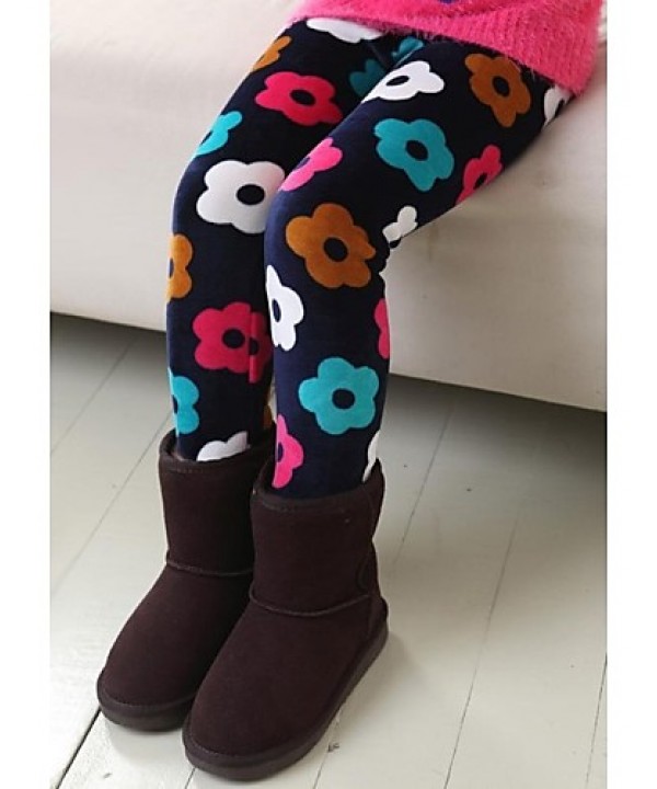 Girl's Fashion Sweet Joker Floral Print Thickening Warm Leggings  