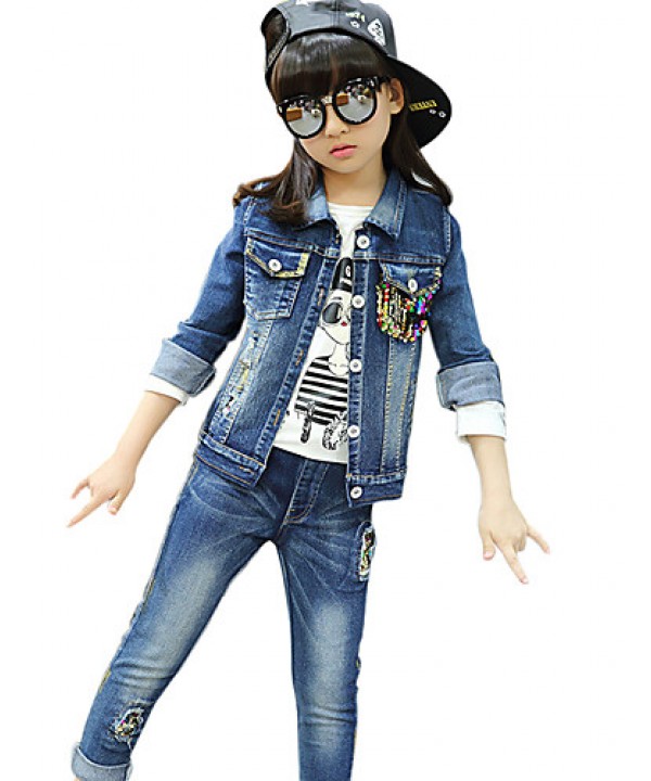 Girl's Cotton Spring/Autumn Casual Patchwork Paill...