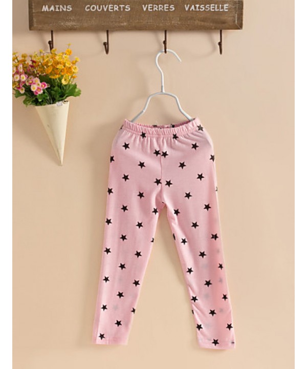 Girl's Cotton Summer Embroider Stars Leggings  