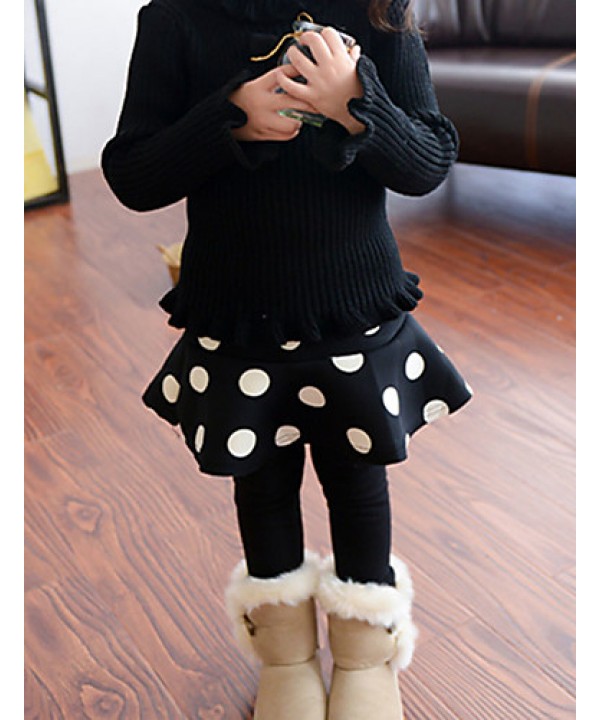 Girl's Casual/Daily Polka Dot Dress / LeggingsCotton / Spandex Winter Black  