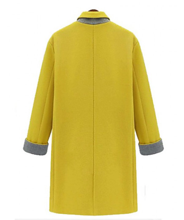 Women's Casual/Daily Simple Coat,Solid Stand Long Sleeve Winter Blue / Yellow Others Thick