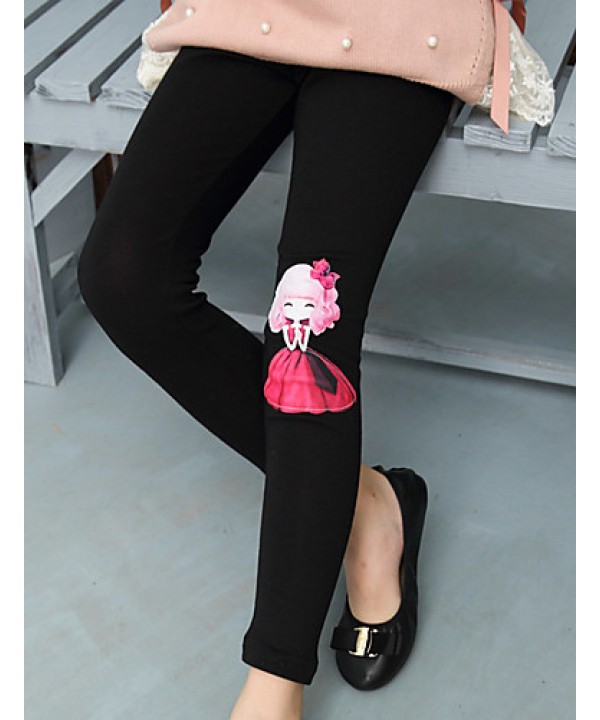 Girls Fashion Han Edition Joker Pure Color Cotton Leggings Cartoon Design  