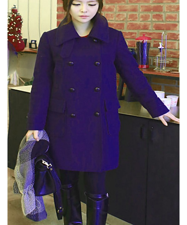 Women's Casual/Daily Simple Coat,Solid Notch Lapel...