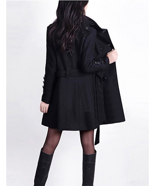 New WomenWoolen Coat Winter Slim Double Breasted Overcoat Winter Coats Long Outerwear for Women