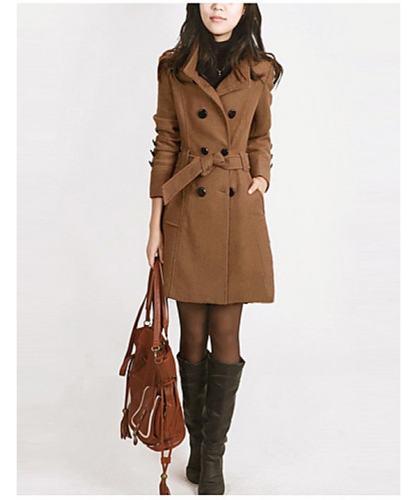 New WomenWoolen Coat Winter Slim Double Breasted Overcoat Winter Coats Long Outerwear for Women