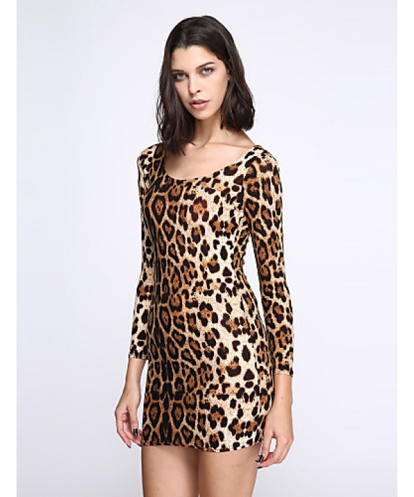 Women's Club Sexy Bodycon Dress,Leopard U Nec...