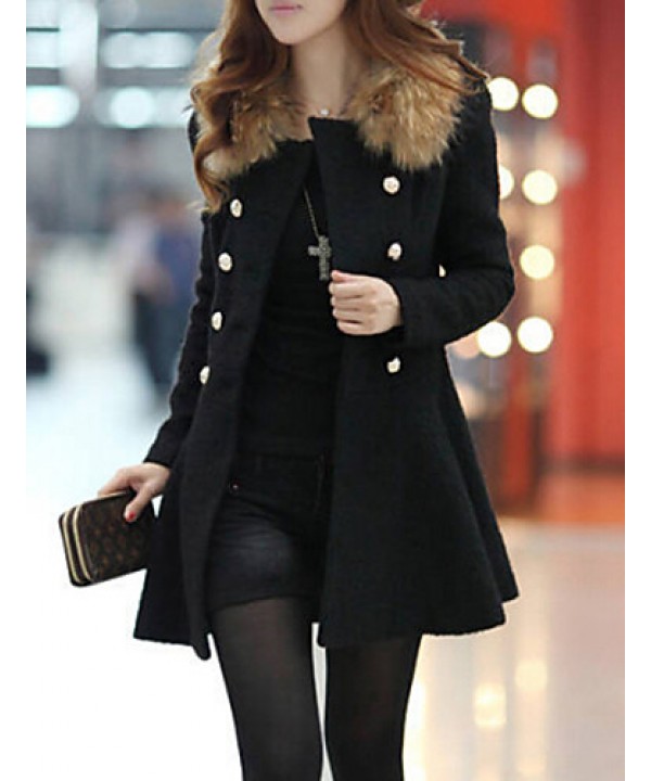 Women's Vintage Coat,Solid Shirt Collar Long Sleev...