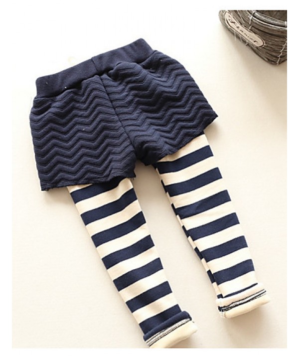 Girl's Casual/Daily Striped PantsCotton Winter Black / Pink  