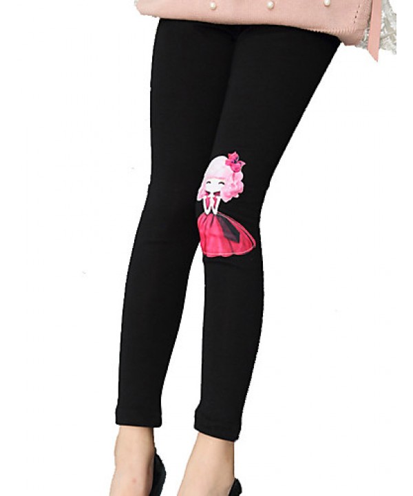 Girls Fashion Han Edition Joker Pure Color Cotton Leggings Cartoon Design  