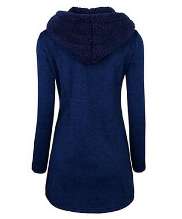 Women's Going out / Casual/Daily /Street chic / Chinoiserie Coat,Solid V Neck Long Sleeve Winter Blue BN0889