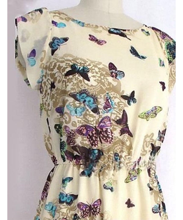 Women's Butterfly Print Chiffon Mini Dress