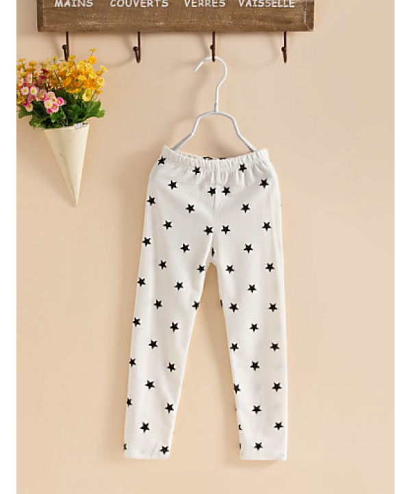 Girl's Cotton Summer Embroider Stars Leggings  