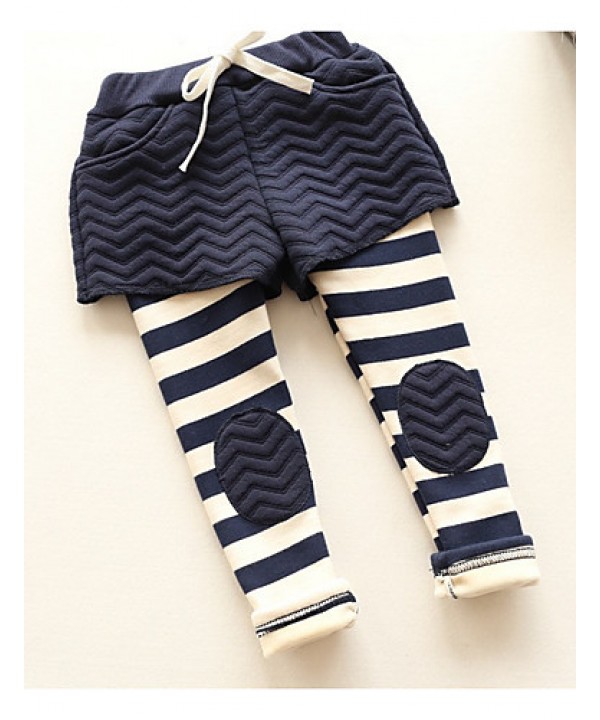 Girl's Casual/Daily Striped PantsCotton Winter Bla...