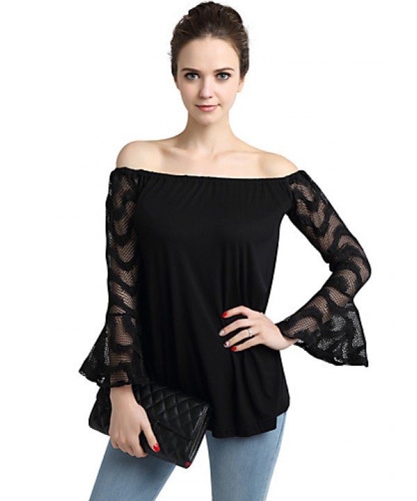 Women's Sexy Cut Out Black Lace T-shirt