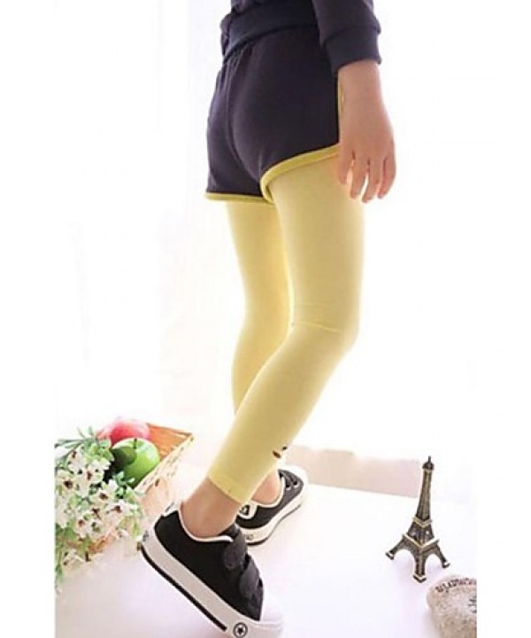 Girl's Solid Leggings,Cotton / Polyester Winter / Spring / Fall Green / Pink / White / Yellow / Gray  