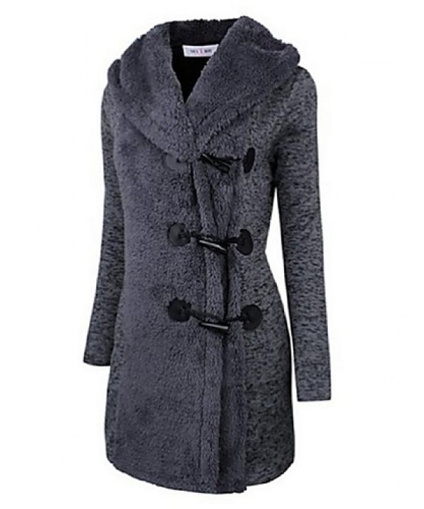 Women's Going out / Casual/Daily /Street chic / Chinoiserie Coat,Solid V Neck Long Sleeve Winter Blue BN0889