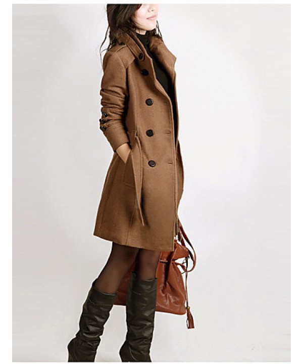 New WomenWoolen Coat Winter Slim Double Breasted Overcoat Winter Coats Long Outerwear for Women