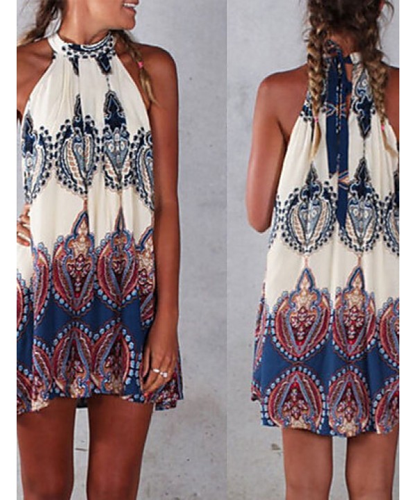 Women's Sexy Beach Casual Party Print Mini Dress