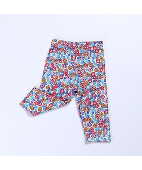 Girl's Green / Red Pants , Floral Cotton Spring / Fall  