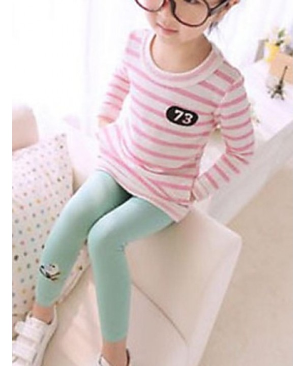 Girl's Solid Leggings,Cotton / Polyester Winter / Spring / Fall Green / Pink / White / Yellow / Gray  