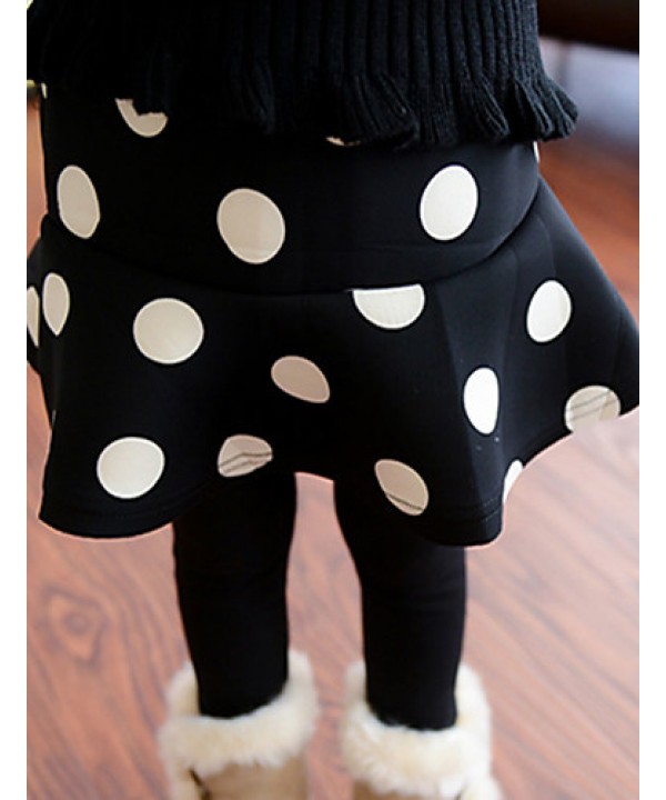 Girl's Casual/Daily Polka Dot Dress / LeggingsCotton / Spandex Winter Black  