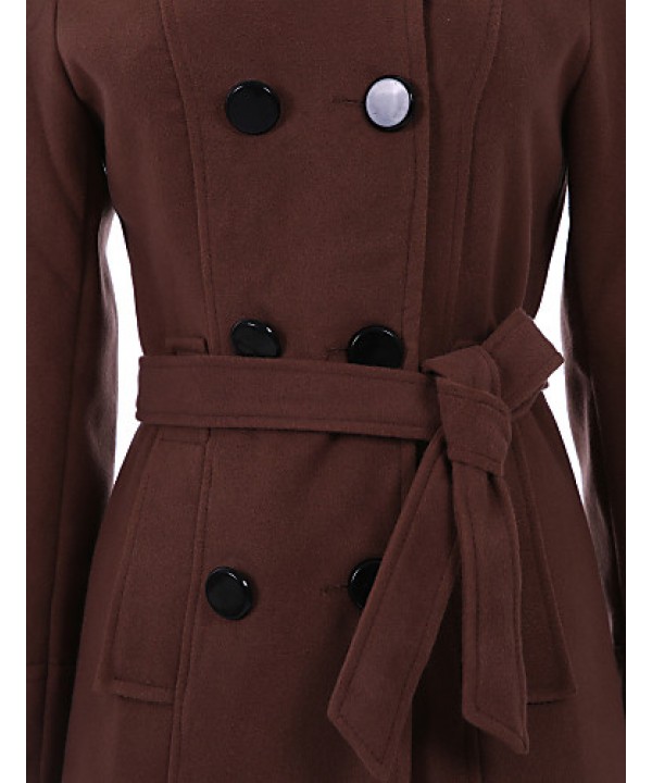 New WomenWoolen Coat Winter Slim Double Breasted Overcoat Winter Coats Long Outerwear for Women