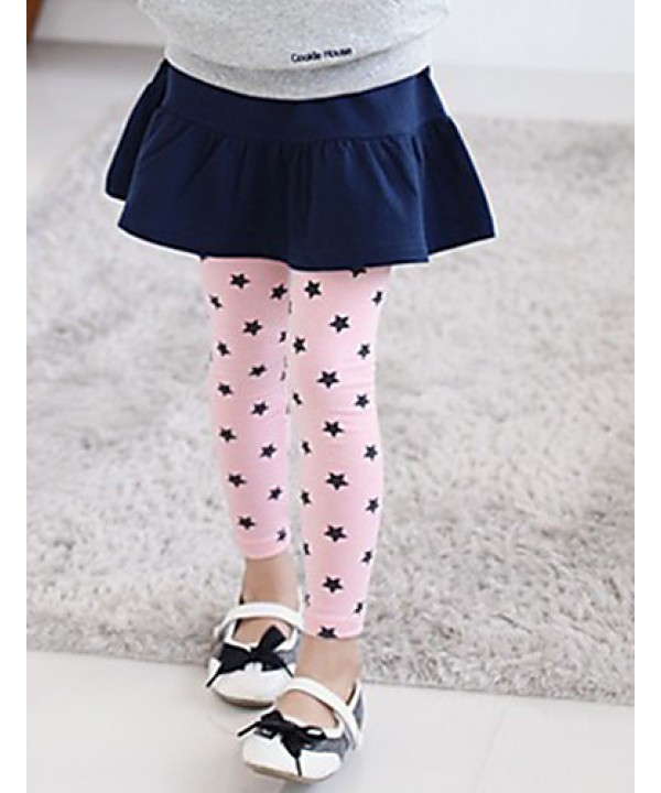 Girl's Cotton Summer Embroider Stars Leggings  