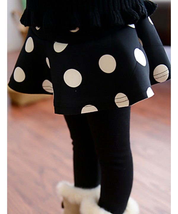 Girl's Casual/Daily Polka Dot Dress / LeggingsCotton / Spandex Winter Black  