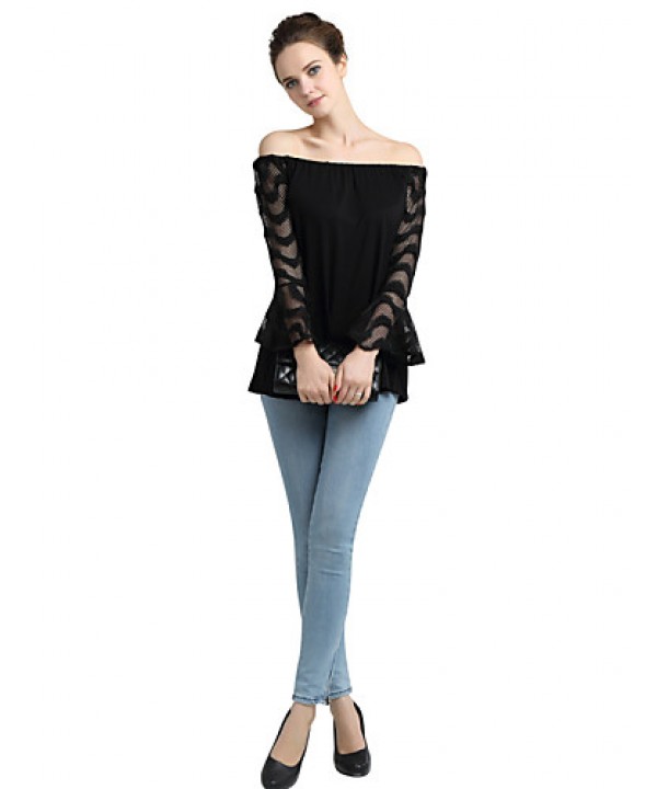 Women's Sexy Cut Out Black Lace T-shirt