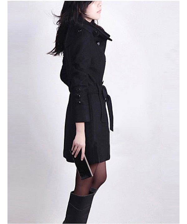 New WomenWoolen Coat Winter Slim Double Breasted Overcoat Winter Coats Long Outerwear for Women