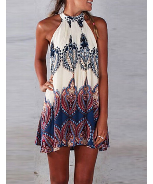 Women's Sexy Beach Casual Party Print Mini Dress