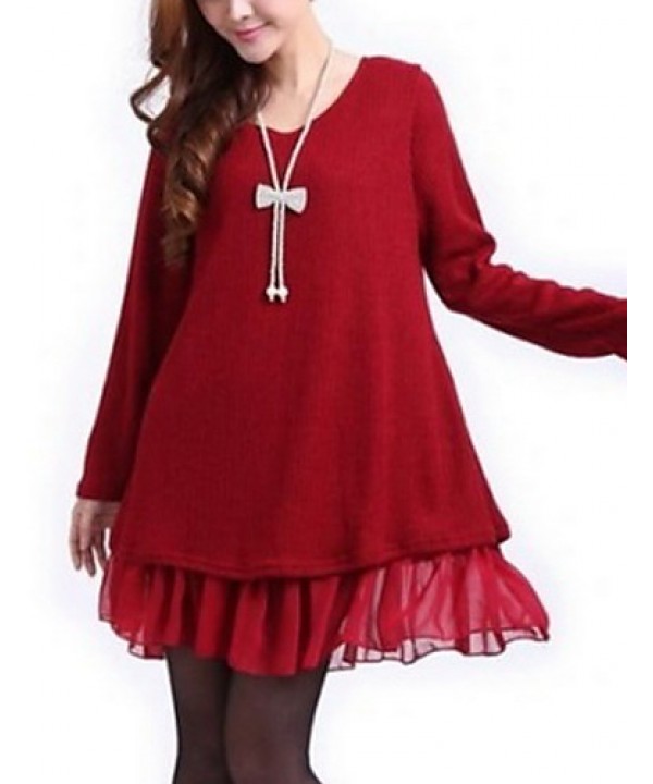 Women's Plus Size Knitted A-line Dress